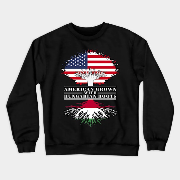 American Grown With Hungarian Roots Us Hungary Flag Tree Crewneck Sweatshirt by BramCrye